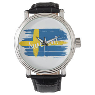 Reloj De Pulsera Bandera de Suecia de pincel artístico