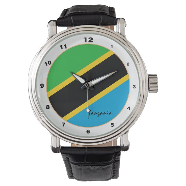Reloj De Pulsera Bandera de Tanzania y diseño de moda y moda de Tan (Anverso)