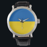 Reloj De Pulsera Bandera de Ucrania<br><div class="desc">La bandera ucraniana es un bicolor horizontal. Los colores usados en la bandera son azul, amarillo. La proporción de la bandera ucraniana es de 2:3. La bandera de Ucrania se adoptó en 1992. El primer uso del diseño actual de la bandera fue en 1848. El último cambio al actual diseño...</div>