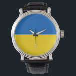 Reloj De Pulsera Bandera de Ucrania<br><div class="desc">La bandera ucraniana es un bicolor horizontal. Los colores usados en la bandera son azul, amarillo. La proporción de la bandera ucraniana es de 2:3. La bandera de Ucrania se adoptó en 1992. El primer uso del diseño actual de la bandera fue en 1848. El último cambio al actual diseño...</div>