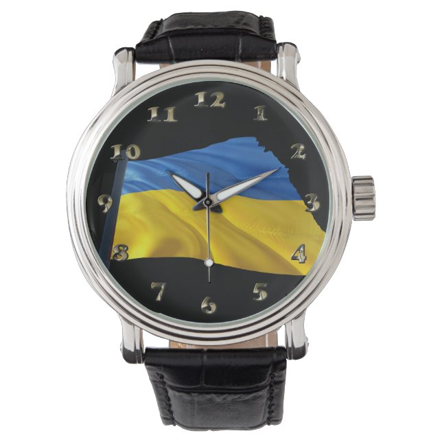Reloj De Pulsera Bandera de Ucrania - Guerra, política, sufrimiento (Anverso)