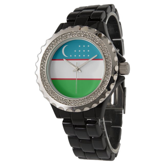 Reloj De Pulsera Bandera de Uzbekistán (Angular)