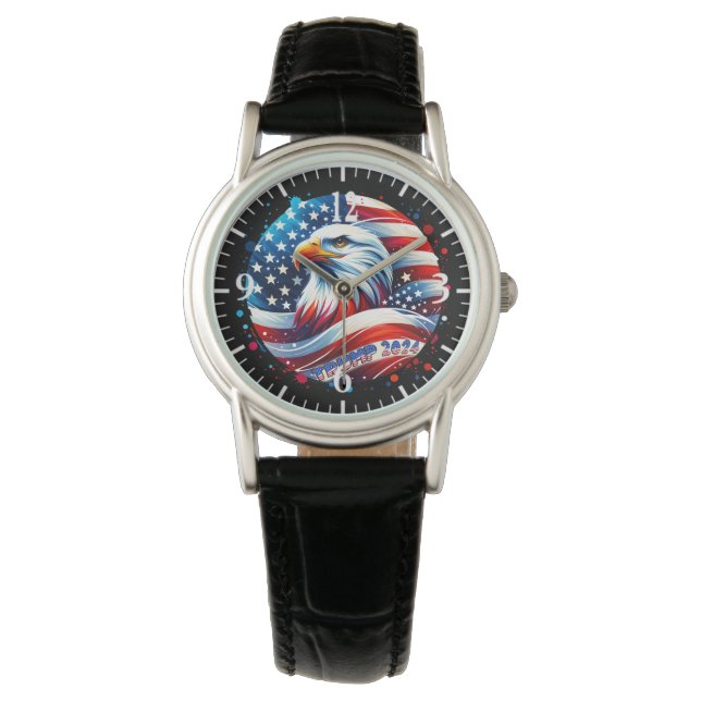 Reloj De Pulsera Bandera del águila estadounidense Trump 2024 (Anverso)