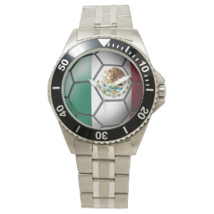 Reloj De Pulsera Bandera del balón de fútbol de México