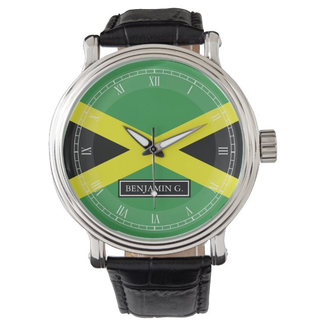 Reloj De Pulsera Bandera del nombre personalizado de Jamaica (Anverso)