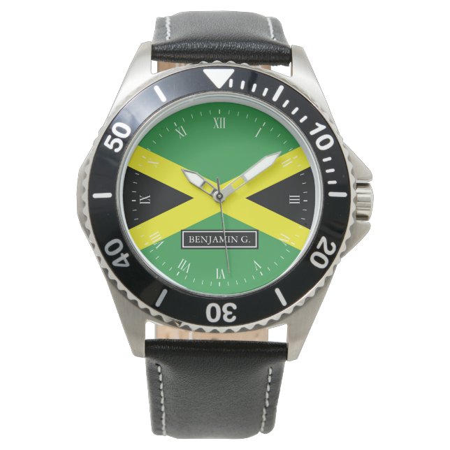 Reloj De Pulsera Bandera del nombre personalizado de Jamaica (Anverso)
