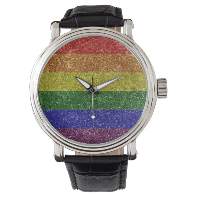 Reloj De Pulsera Bandera del orgullo arco iris (Anverso)