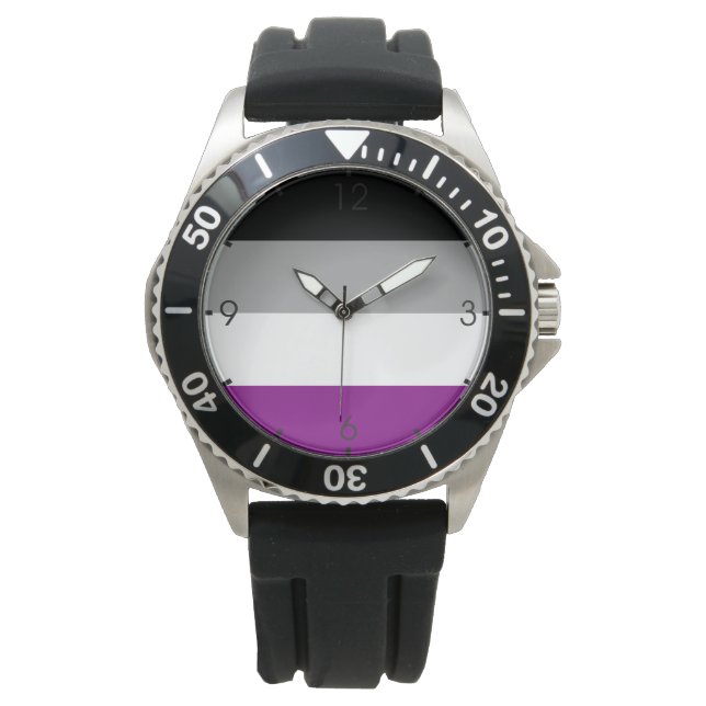 Reloj De Pulsera Bandera del Orgullo Asexual (As) (Asexualidad) (Anverso)