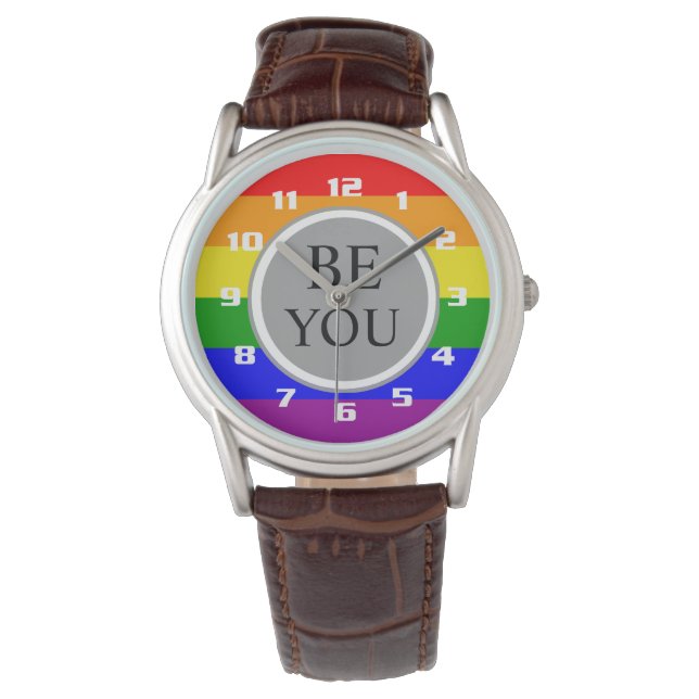 Reloj De Pulsera Bandera del Orgullo Gay de Guay Sea You (Anverso)