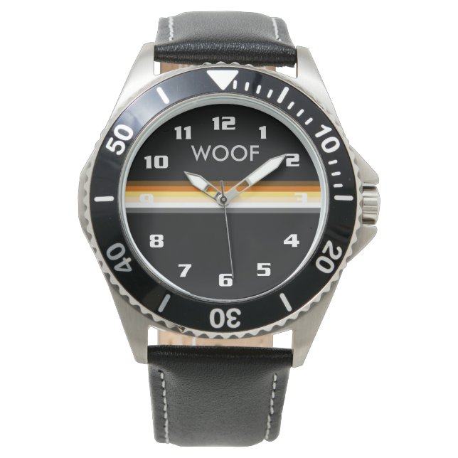 Reloj De Pulsera Bandera del Orgullo Gay WOOF Masculine and Sleek (Anverso)