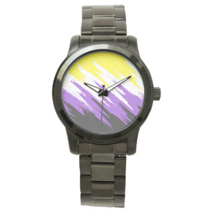Reloj De Pulsera Bandera del Orgullo No binario abstracto
