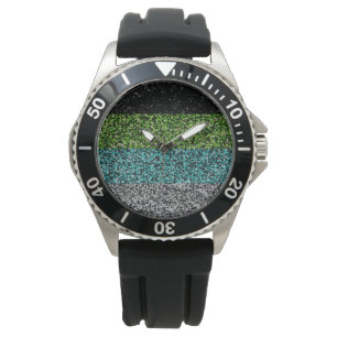 Reloj De Pulsera Bandera del Orgullo Quoiromántico Grungy Ruisy Abs