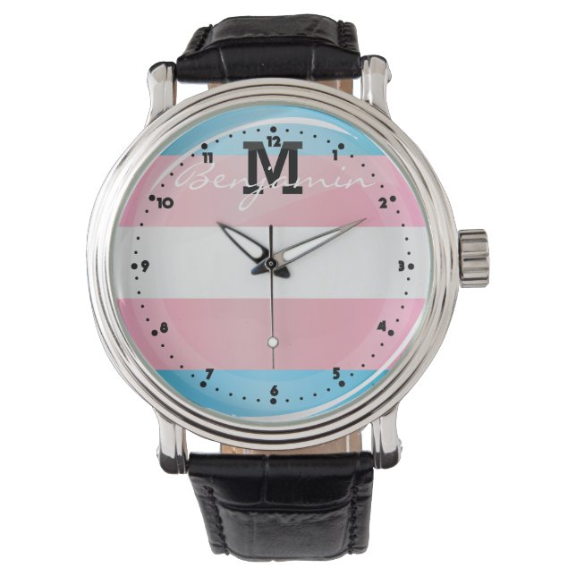 Reloj De Pulsera Bandera del Orgullo Transgénero brillante (Anverso)