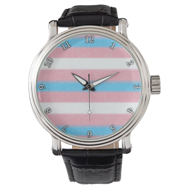 Reloj De Pulsera Bandera del Orgullo Transgénero De Borde Suave Col (Anverso)