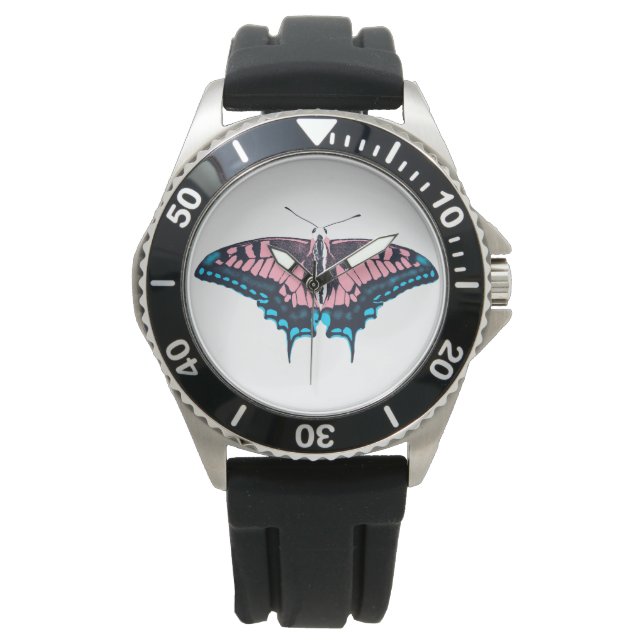 Reloj De Pulsera Bandera del Orgullo Transgénero Mariposa Tradicion (Anverso)