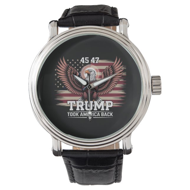 Reloj De Pulsera Bandera del presidente Trump 45° 47° 2025 Águila A (Anverso)