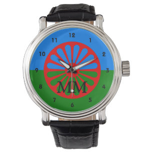 Reloj De Pulsera Bandera del Romany con monograma