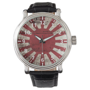 Reloj De Pulsera Bandera del sol naciente de Japón en grano de