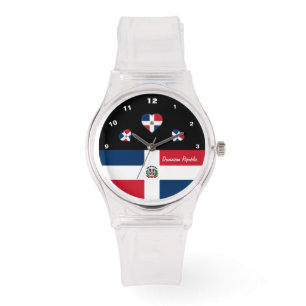 Reloj De Pulsera Bandera dominicana, Corazones, República Dominican
