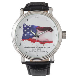 Reloj De Pulsera *~* Bandera EEUU Veterano Ejército Azul Blanco Roj