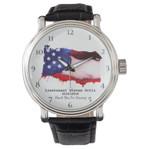 Reloj De Pulsera *~* Bandera EEUU Veterano Ejército Azul Blanco Roj