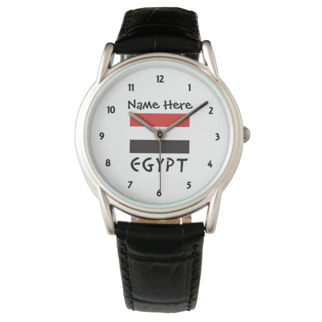 Reloj De Pulsera Bandera egipcia personalizada  (Anverso)