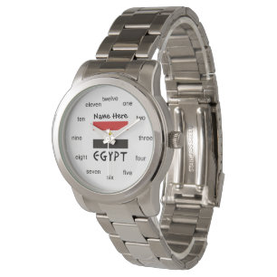 Reloj De Pulsera Bandera Egipcia Personalizada con Nombre 