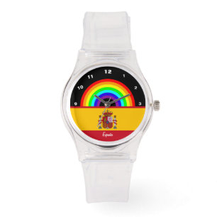 Reloj De Pulsera Bandera española, amor España, arcoiris español