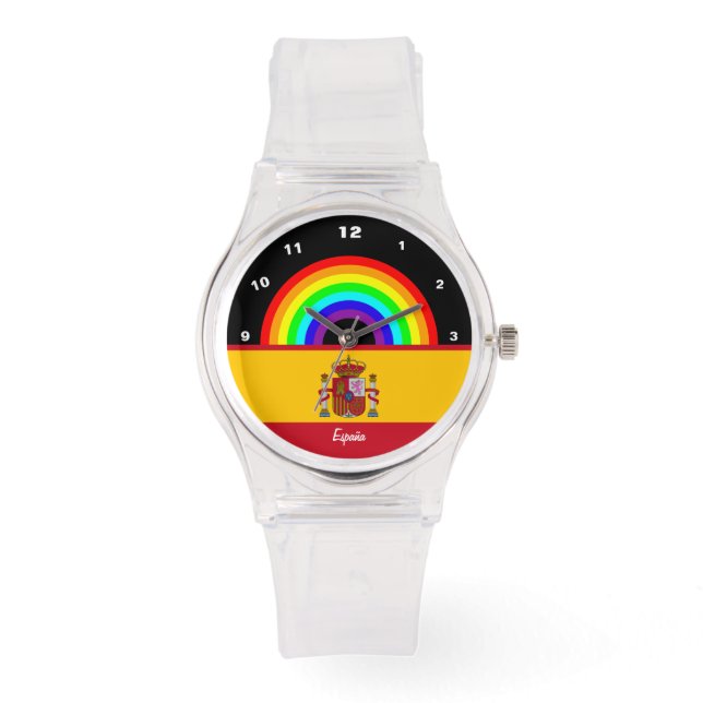 Reloj De Pulsera Bandera española, amor España, arcoiris español (Anverso)