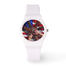 Reloj De Pulsera Bandera estadounidense con las manos de varios nor
