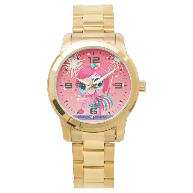 Reloj De Pulsera Bandera estadounidense con Personalizado Flamingo- (Anverso)