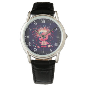 Reloj De Pulsera Bandera estadounidense con Personalizado Flamingo-