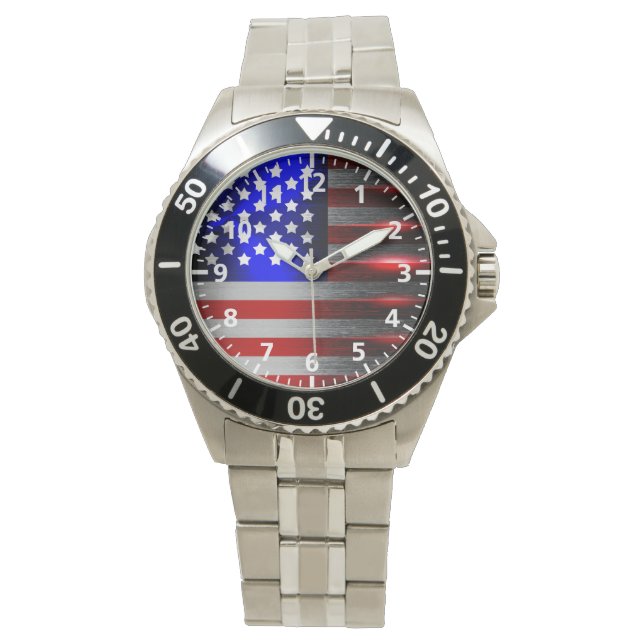 Reloj De Pulsera Bandera estadounidense de corte láser perimetral 1 (Anverso)