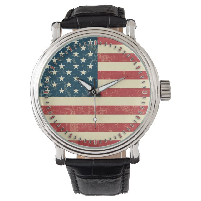 Reloj De Pulsera Bandera estadounidense de edad avanzada (Anverso)