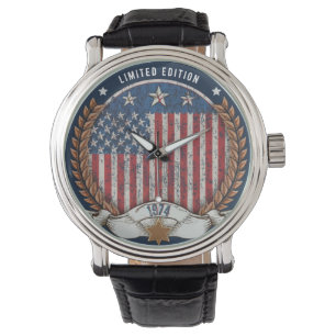 Reloj De Pulsera Bandera estadounidense de la época de 1974
