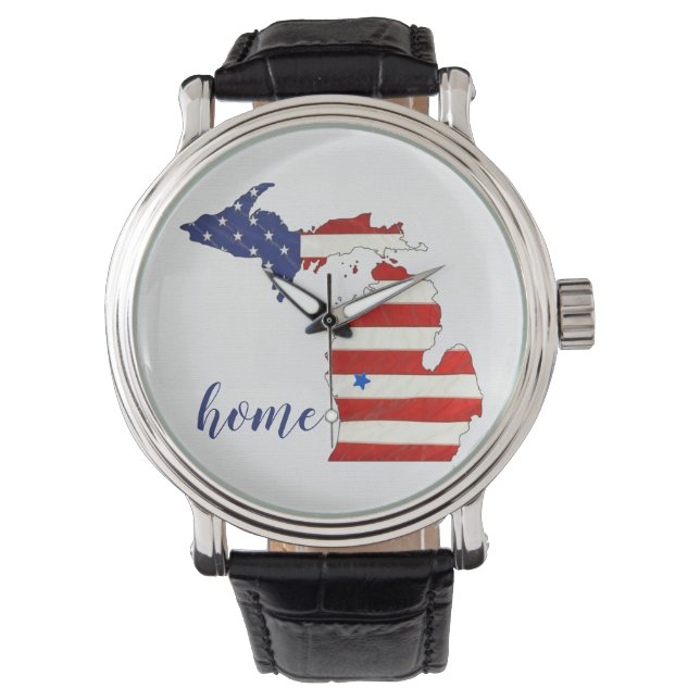 Reloj De Pulsera Bandera estadounidense de Michigan (Anverso)