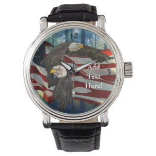 Reloj De Pulsera Bandera estadounidense del águila calva estadounid