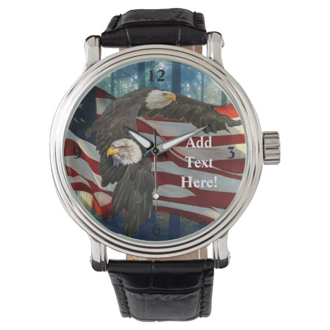 Reloj De Pulsera Bandera estadounidense del águila calva estadounid (Anverso)