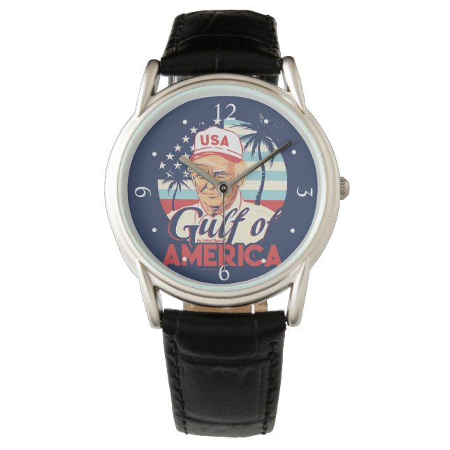 Reloj De Pulsera Bandera estadounidense del Golfo de América Donald (Anverso)