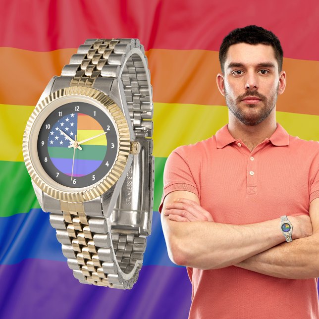 Reloj De Pulsera Bandera estadounidense del Orgullo LGBT con estrel (LGBT Pride American Flag with Stars Watch)