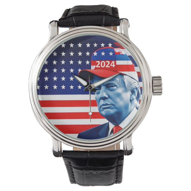 Reloj De Pulsera Bandera estadounidense Donald Trump 2024 (Anverso)