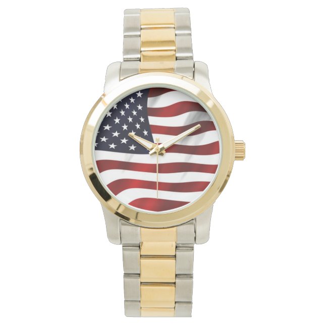 Reloj De Pulsera Bandera estadounidense ondeando (Anverso)