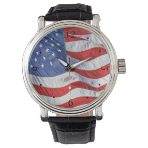 Reloj De Pulsera Bandera estadounidense ondía patriótica