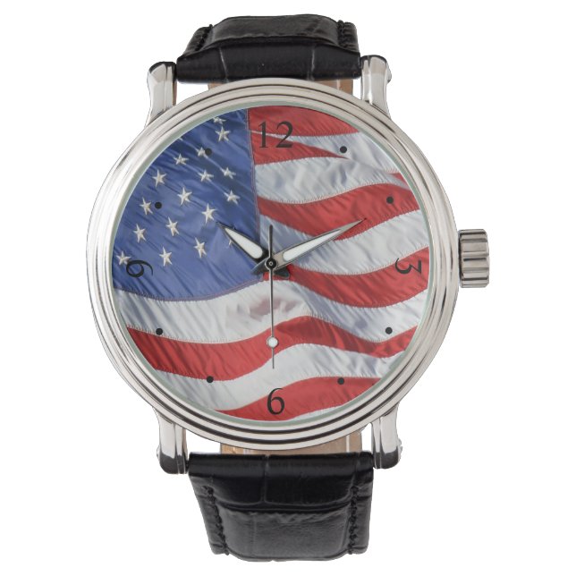 Reloj De Pulsera Bandera estadounidense ondía patriótica (Anverso)