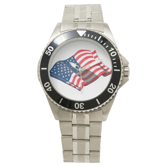 Reloj De Pulsera Bandera estadounidense Stainless Watch (Anverso)