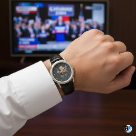 Reloj De Pulsera Bandera estadounidense vintage con Trump 2024