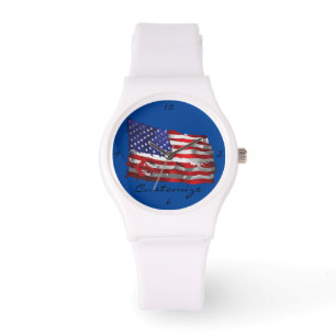 Reloj De Pulsera Bandera estadounidense vintage Thunder_Cove