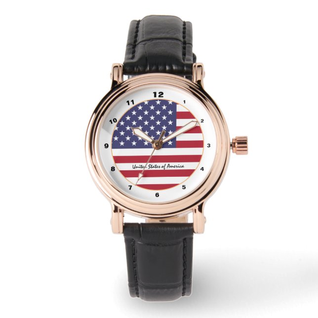 Reloj De Pulsera Bandera estadounidense y diseño de Estados Unidos (Anverso)