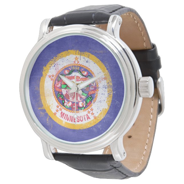 Reloj De Pulsera Bandera estatal de Minnesota en peligro (Angular)