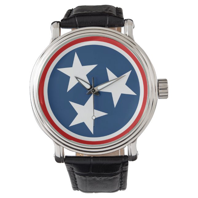 Reloj De Pulsera Bandera Estatal Tennessee Estrellas Blancas Azules (Anverso)